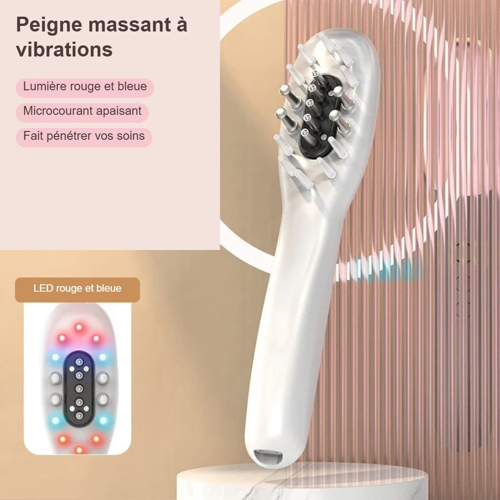 Peigne Massant Lumière Rouge – Soin du Cuir Chevelu & Cheveux Fortifiés