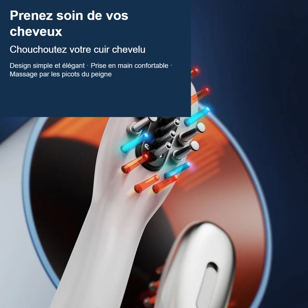 Peigne Massant Lumière Rouge – Soin du Cuir Chevelu & Cheveux Fortifiés
